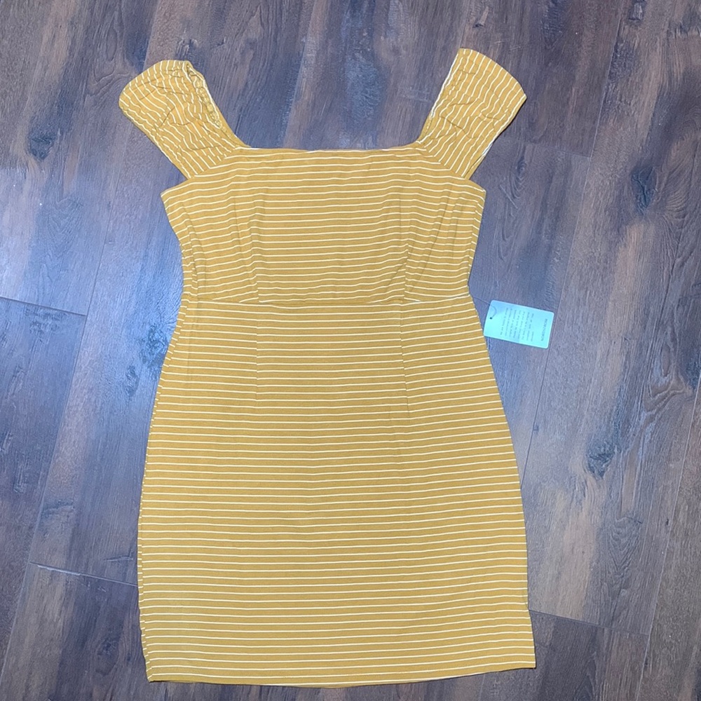 NWT NSR Mustard Yellow Striped Ribbed Dress